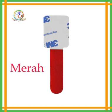 Pengikat Kabel Tape 3M Isi 6 pcs Velcro Perekat Clip Cable Double Tape Perapi Kabel Organizer Merah