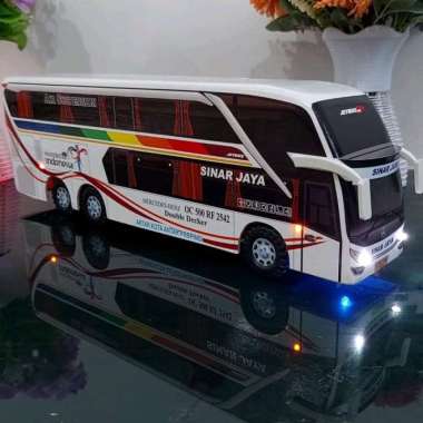 Miniatur Bus Bis Sinar Jaya Double Decker + Lampu Multicolor