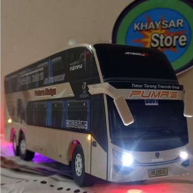 Miniatur Bus Bis Putra Mulya Double Decker Lampu Multicolor