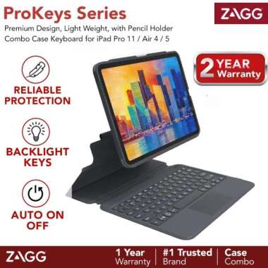 Zagg Prokeys Keyboard untuk Ipad Pro 11 M1 2021 / Air 4 / 5 - Smart Folio ProKeysTrackpad