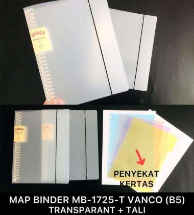 VANCO MAP BINDER / BINDER NOTE TRANSPARAN UKURAN B5 DENGAN PEMBATAS KERTAS PLUS TALI