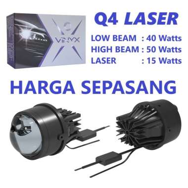 Foglamp Projector Vinyx Q4 Laser Lampu Kabut LED Projie Mobil 3 Inch Inchi Inci BiLED Lensa Honda Vi