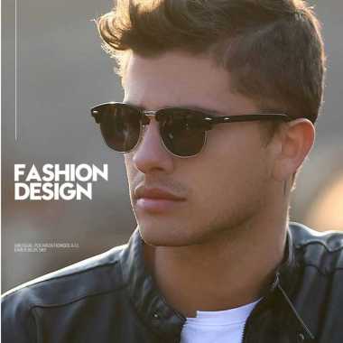 Kacamata Gaya Aviator Hitam Frem Square Keren Kekinian Fashion Pria Wanita - Sunglasses UV400