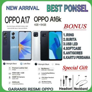 OPPO A16K RAM 4/64 | A17 4/64 GB | A16E 3/32GB A17K 3/64 GB A17k GARANSI RESMI OPPO INDONESIA A16E 3