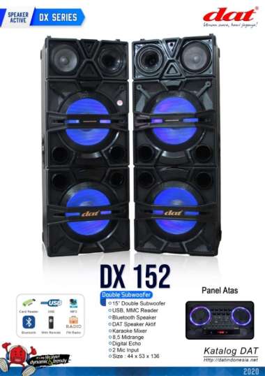 SPEAKER AKTIF PASIF DAT DX 152 SPEAKER 15 INCH DOUBLE SUBWOOFER Multivariasi Multicolour