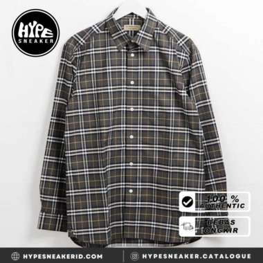 Kemeja BURBERRY CHECK STROM GREY LONG SHIRT 100% ORIGINAL XL