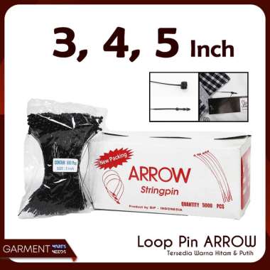 Loop Pin / String Pin / Hang Tag Plastik Merk ARROW (5000 pcs - 1 dus) 3 INCH PUTIH