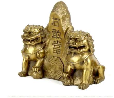 Patung Paviliun Tembaga Murni Batu Taishan dan Qi Lin Logam