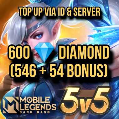 Diamond Mobile Legends 600 Diamonds DM ML MLBB Event Voucher Game Top Up Via ID