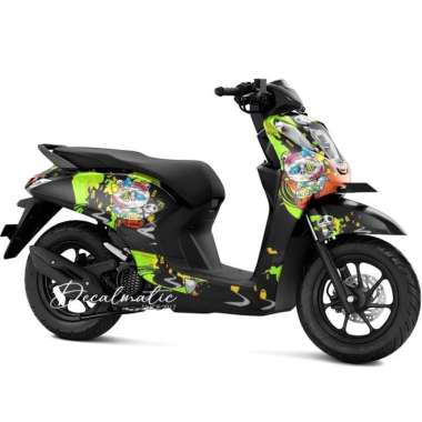 Stiker Full Body Decal Motor Honda Genio 2018 - 2023 Hello Kitty Zombi Hitam