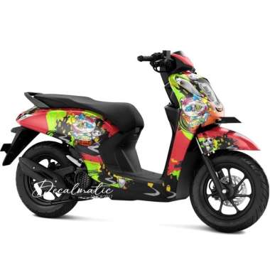 Stiker Full Body Decal Motor Honda Genio 2018 - 2023 Hello Kitty Zombi Merah