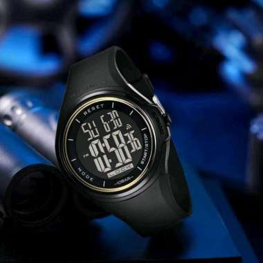 Jam Tangan Digital Dziner 8281 Strap Tali Rubber, Produk Original Hitam List Gold