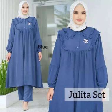 FBT Setelan Busui Terbaru JULITA SET CRINKLE AIRFLOW KANCING DEPAN AKTIF DAPAT TUNIK + CELANA PANJAN