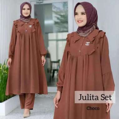 FBT Setelan Busui Terbaru JULITA SET CRINKLE AIRFLOW KANCING DEPAN AKTIF DAPAT TUNIK + CELANA PANJAN