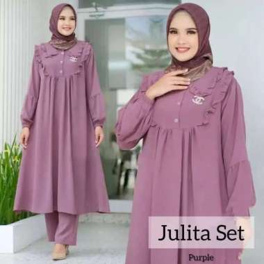 FBT Setelan Busui Terbaru JULITA SET CRINKLE AIRFLOW KANCING DEPAN AKTIF DAPAT TUNIK + CELANA PANJAN