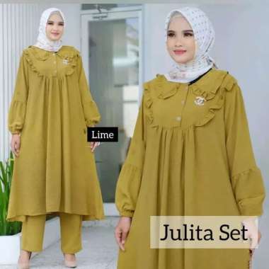 FBT Setelan Busui Terbaru JULITA SET CRINKLE AIRFLOW KANCING DEPAN AKTIF DAPAT TUNIK + CELANA PANJAN