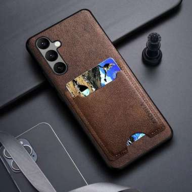 CASING SAMSUNG S23 FE CASE SAMSUNG S23 FE SLOTCARD LEATHER S23 FE Cokelat