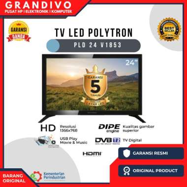 TV LED Polytron PLD 24 V1853 Garansi Resmi - Polytron Packing Kayu Bonus Antena Digital