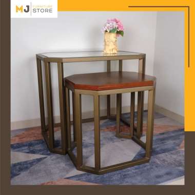 SIDE TABLE HIGH & LOW DARK GREEN | Side Table Elegant Low