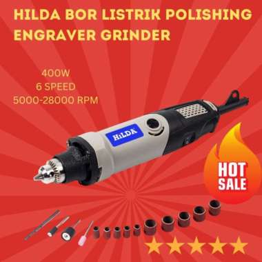 HILDA Bor Listrik Polishing Engraver Grinder Drill 400W 6 Speed Rotary