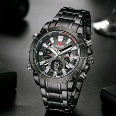Jam Tangan Dualtime Dziner 8258, Strap Rantai Stainless Hitam