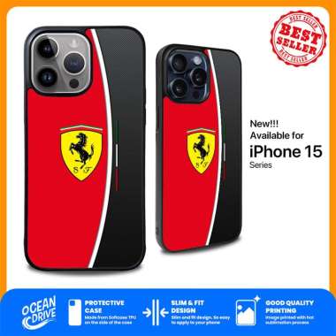 Case Casing iPhone 15 14 13 12 11 Pro Max Plus Mini XS XR X SE - Ferrari Logo Carbon YD0457 IPHONE X