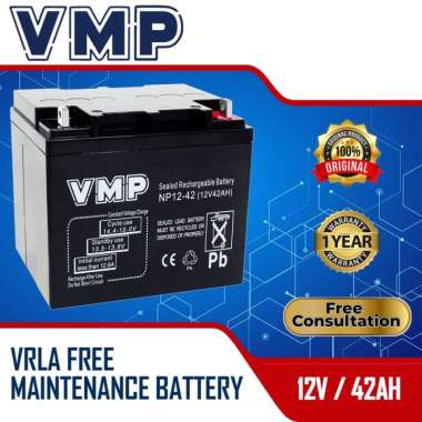 Aki UPS VMP 12V 42AH 40AH Baterai UPS Aki Kering Batere Battery VRLA AKI SOLAR PANEL RESMI BERGARANS