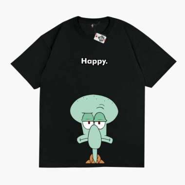 KRMK Kaos T Shirt KOPI COFFEE TIME SQUIDWARD SPONGEBOB Kaos Distro V3 HITAM XL