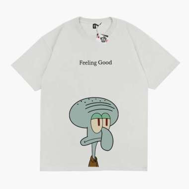 KRMK Kaos T Shirt KOPI COFFEE TIME SQUIDWARD SPONGEBOB Kaos Distro V4 PUTIH XL