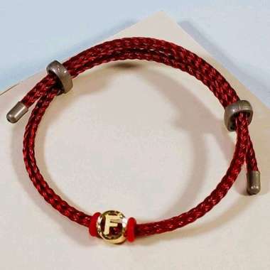 Gelang Tali Liontin Huruf F Bulat Koleksi Josean Elegant Emas Asli