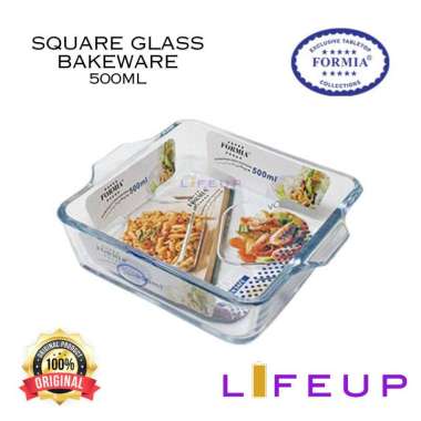 Formia Serveware Bake & Serve Square Dish / Penyaji Makanan / Mangkok Kaca / Bakingware Loyang Kaca 