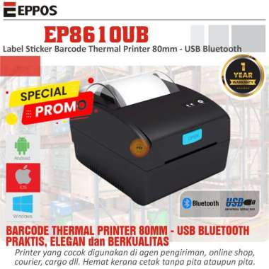 Eppos Sticker Resi Thermal Barcode Printer EP8610UB EP8610 80mm USB Bluetooth