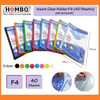 Insert Clear Holder F4 10,20,40 Lembar / Map Plastik Pocket / Dokumen Keeper / Plastik Folder 40 Lem