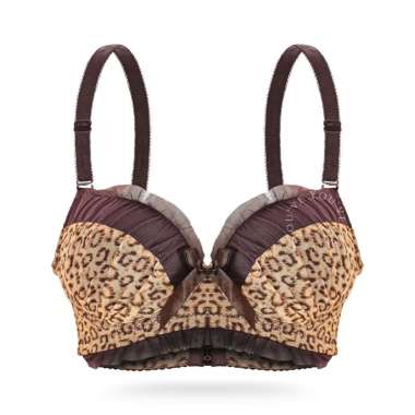 WIMIU BH Bra Kawat Motif Leopard Women Bra Busa Sedang Kawat B1313 BROWN 32