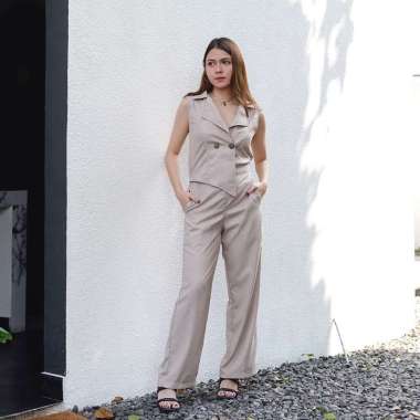 ZS Emillie Jumpsuit / Long Jumpsuit / Jumpsuit Wanita / Casual S Khaki