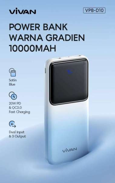 Power Bank Powerbank VIVAN D10 10000mAh / D20 20000mAh QC3.0 Fast D10 10000mAh