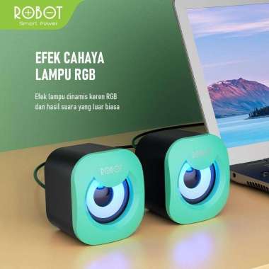 Robot RS180 Speaker Komputer Cpu Hp Multimedia USB Speaker RGB 4W Biru