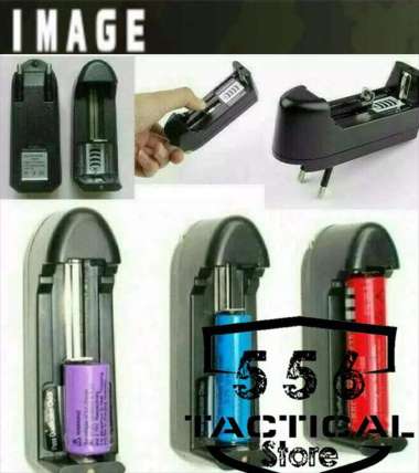 Charger 1 baterai utk Baterai 18650/10440/14500/16340/CR123 - HITAM