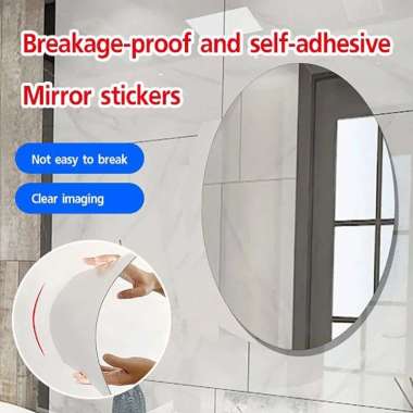 Sticker Cermin Dinding Tempel Oval Kaca Anti Pecah Wall Sticker Mirror Oval