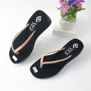 Sandal Wedges wanita Motif Manik Manik Mutiara Terbaru2023 40 Salem