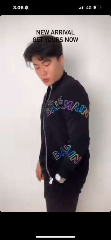 Jaket BALMAIN ALL OVER TEXT REFLECTIVE BLACK ZIP JACKET 100% ORIGINAL XXL