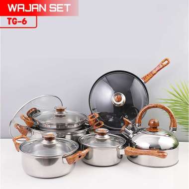 ZS Set Panci Masak Stainless Steel Satu Set Wajan Panci Murah Tahan Lama Set Alat Masak Stainless -