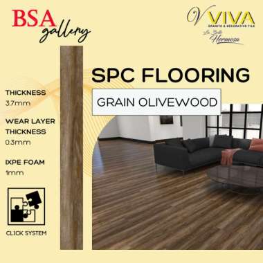 VIVA SPC FLOORING 5MM GRAIN OLIVEWOOD CLICK SYSTEM / LANTAI KAYU VINYL