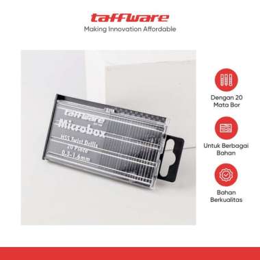 Mata Bor Taffware Microbox Drill HSS Twist Drill Bit 0.3-1.6mm 20 PCS