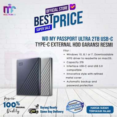 WD My Passport Ultra 2TB USB-C / TYPE-C External HDD Garansi Resmi Gold