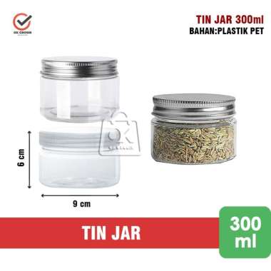Toples Plastik / Tin Jar / Toples Snack Kue Bumbu 300ml (1 Pcs) Silver 300ml