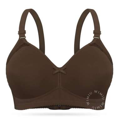 WIMIU BH Wanita Jumbo Women Bra Cup C D E Jumbo BH Tanpa Kawat Bra Beha Besar 100180 Brown 48