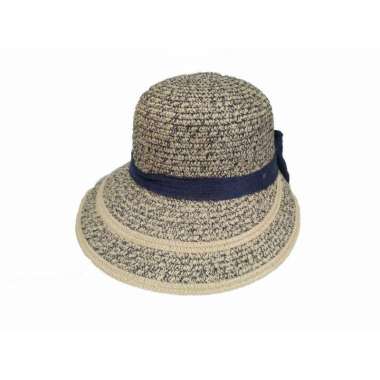 VERISH Topi Pantai Golf Import Sporty Wanita Anyaman two tone topi caddy rotan Topipantaibdg Navy Mi
