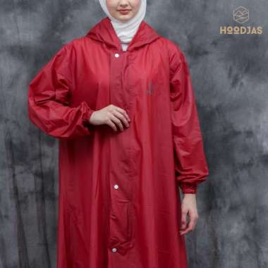 Jas Hujan Model Gamis Simple Muslimah Waterproof GAMIS MERAH BARU