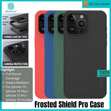 Case Iphone 15/Plus/Pro/Pro Max NILLKIN Frosted Pro Hybrid Casing Iphone 15 Pro Max Black